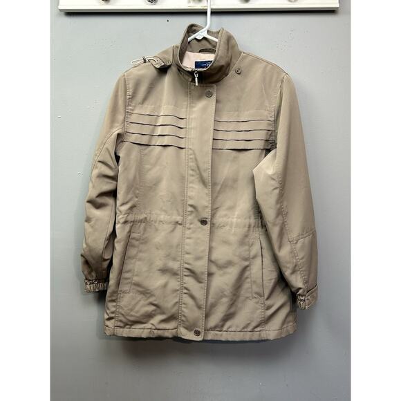 Mackintosh New England Hooded jacket Womens Small Tan Neutral Snap/Zip Mature - Picture 1 of 12